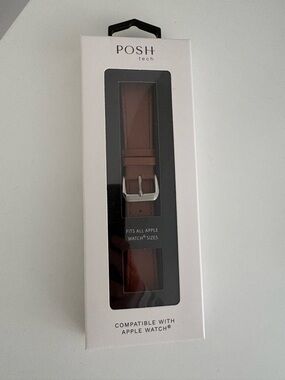 Faux Brown Leather Watch Band with Silver Buckle